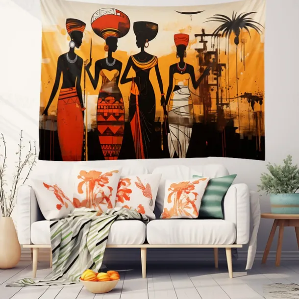 African Folk Art Hanging Tapestry Wall Art Large Tapestry Mural Decor Photograph Backdrop Blanket Curtain Home Bedroom Living Room Decoration