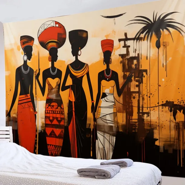 African Folk Art Hanging Tapestry Wall Art Large Tapestry Mural Decor Photograph Backdrop Blanket Curtain Home Bedroom Living Room Decoration