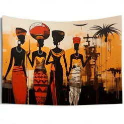 African Folk Art Hanging Tapestry Wall Art Large Tapestry Mural Decor Photograph Backdrop Blanket Curtain Home Bedroom Living Room Decoration