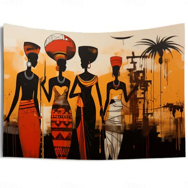 African Folk Art Hanging Tapestry Wall Art Large Tapestry Mural Decor Photograph Backdrop Blanket Curtain Home Bedroom Living Room Decoration