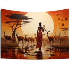 African Folk Art Hanging Tapestry Wall Art Large Tapestry Mural Decor Photograph Backdrop Blanket Curtain Home Bedroom Living Room Decoration