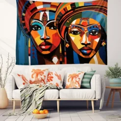 African Folk Art Hanging Tapestry Wall Art Large Tapestry Mural Decor Photograph Backdrop Blanket Curtain Home Bedroom Living Room Decoration