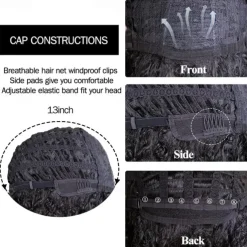 Afro Kinky Curly Wig with Bangs 12 Inches Synthetic Full Wigs Heat Resistant Short Kinky Curly Wigs for Daily Party Halloween Wigs