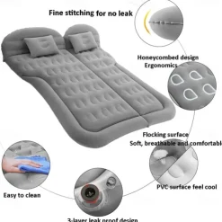 Air Mattress Camping Bed Cushion Pillow Inflatable Thickened Car Air Bed Mattress with Electric Air Pump Portable Sleeping Pad for Travel Camping