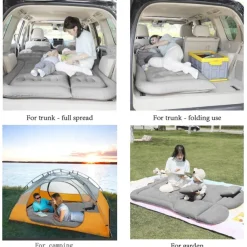 Air Mattress Camping Bed Cushion Pillow Inflatable Thickened Car Air Bed Mattress with Electric Air Pump Portable Sleeping Pad for Travel Camping