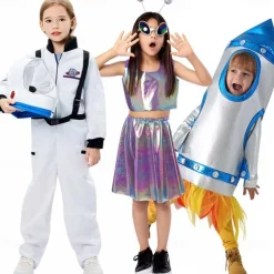 Alien Astronaut rocket Carnival Costume Group Cosplay Costume Kid's Boys Girls' Cosplay Performance Party Stage Halloween Carnival Easy Carnival Costume