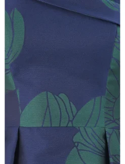 A-Line Evening Gown Elegant Dress Formal Wedding Floor Length Half Sleeve Shirt Collar Pocket Satin with Floral Print