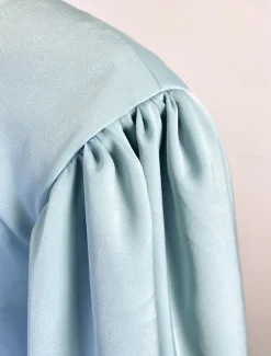 A-Line Evening Gown High Split Dress Formal Wedding Guest Floor Length Long Sleeve V Neck Belt / Sash Satin with Pleats Slit