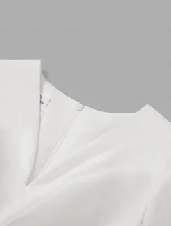 A-Line Evening Gown High Split Dress Formal Wedding Guest Floor Length Long Sleeve V Neck Belt / Sash Satin with Pleats Slit