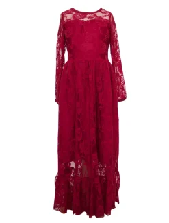 A-Line Floor Length Flower Girl Dress First Communion Girls Cute Prom Dress Lace with Lace Boho Lace Back Fit 3-16 Years dress to impress