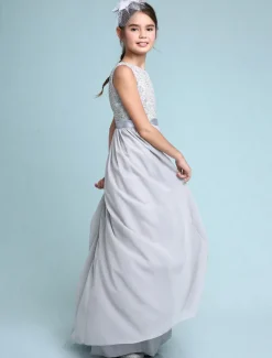 A-Line Floor Length Scoop Neck Chiffon Junior Bridesmaid Dresses&Gowns With Lace Kids Wedding Guest Dress 4-16 Year