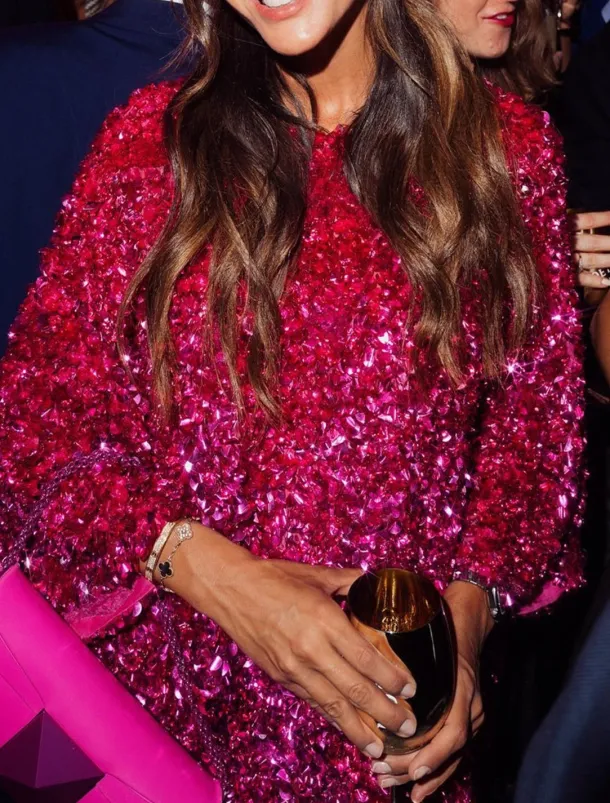 A-Line Homecoming Dresses Sparkle & Shine Dress Graduation Cocktail Party Short / Mini Long Sleeve Jewel Neck Barbiecore Sequined with Sequin