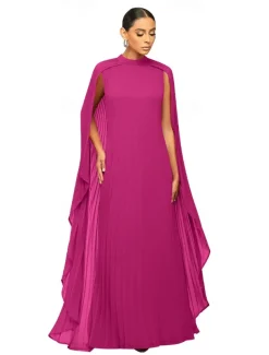 A-Line Quinceanera Dresses Elegant Dress Formal Wedding Floor Length Long Sleeve High Neck Chiffon with Pleats