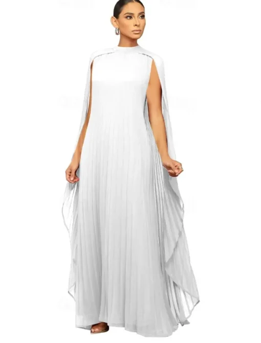 A-Line Quinceanera Dresses Elegant Dress Formal Wedding Floor Length Long Sleeve High Neck Chiffon with Pleats