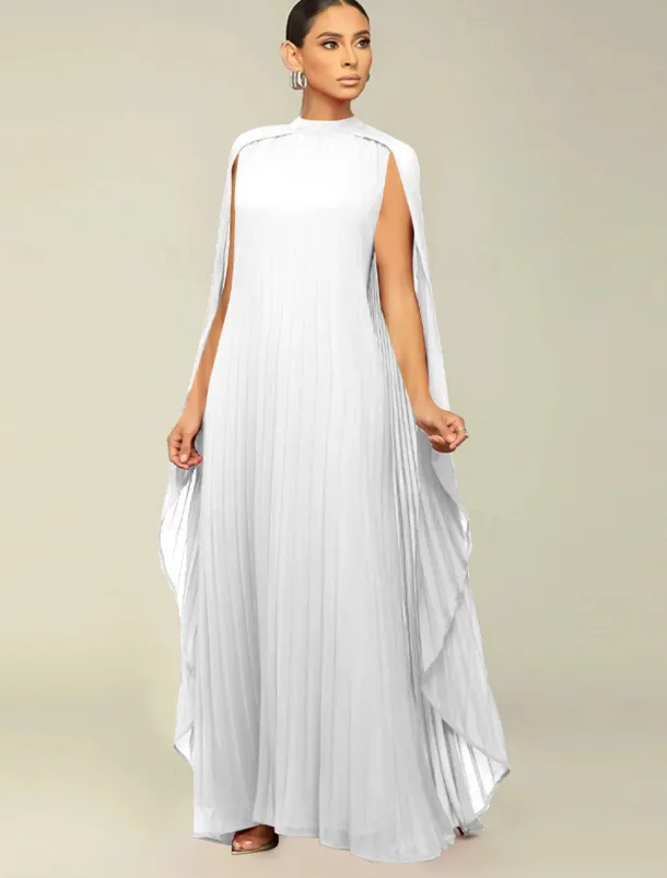 A-Line Quinceanera Dresses Elegant Dress Formal Wedding Floor Length Long Sleeve High Neck Chiffon with Pleats