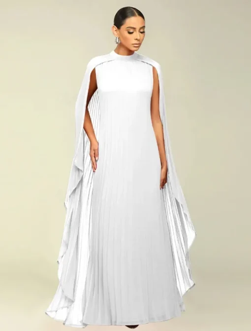 A-Line Quinceanera Dresses Elegant Dress Formal Wedding Floor Length Long Sleeve High Neck Chiffon with Pleats