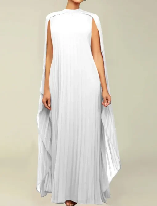 A-Line Quinceanera Dresses Elegant Dress Formal Wedding Floor Length Long Sleeve High Neck Chiffon with Pleats
