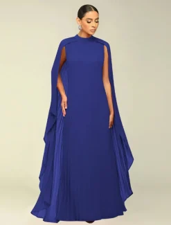 A-Line Quinceanera Dresses Elegant Dress Formal Wedding Floor Length Long Sleeve High Neck Chiffon with Pleats
