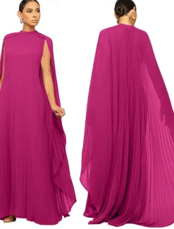 A-Line Quinceanera Dresses Elegant Dress Formal Wedding Floor Length Long Sleeve High Neck Chiffon with Pleats