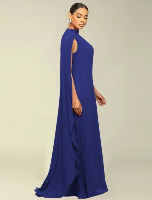 A-Line Quinceanera Dresses Elegant Dress Formal Wedding Floor Length Long Sleeve High Neck Chiffon with Pleats