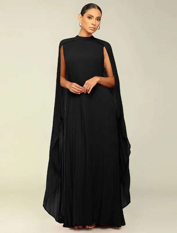 A-Line Quinceanera Dresses Elegant Dress Formal Wedding Floor Length Long Sleeve High Neck Chiffon with Pleats