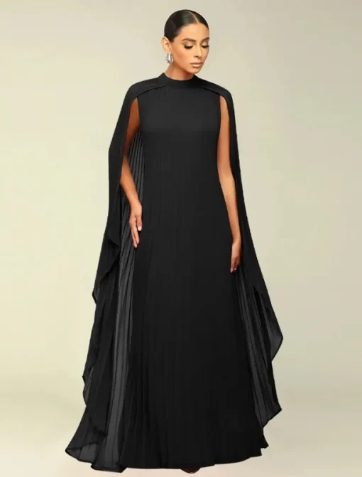 A-Line Quinceanera Dresses Elegant Dress Formal Wedding Floor Length Long Sleeve High Neck Chiffon with Pleats