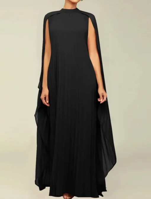 A-Line Quinceanera Dresses Elegant Dress Formal Wedding Floor Length Long Sleeve High Neck Chiffon with Pleats