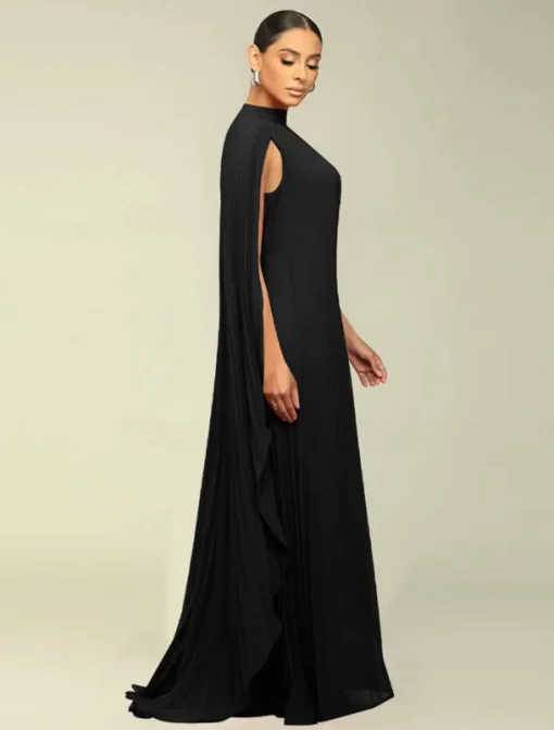 A-Line Quinceanera Dresses Elegant Dress Formal Wedding Floor Length Long Sleeve High Neck Chiffon with Pleats