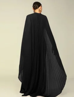 A-Line Quinceanera Dresses Elegant Dress Formal Wedding Floor Length Long Sleeve High Neck Chiffon with Pleats