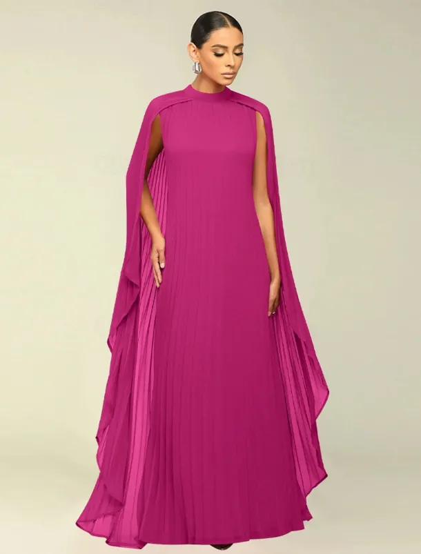 A-Line Quinceanera Dresses Elegant Dress Formal Wedding Floor Length Long Sleeve High Neck Chiffon with Pleats