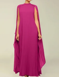 A-Line Quinceanera Dresses Elegant Dress Formal Wedding Floor Length Long Sleeve High Neck Chiffon with Pleats