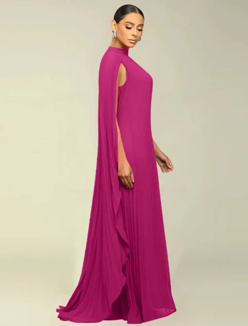 A-Line Quinceanera Dresses Elegant Dress Formal Wedding Floor Length Long Sleeve High Neck Chiffon with Pleats