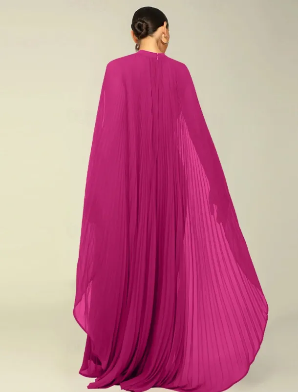 A-Line Quinceanera Dresses Elegant Dress Formal Wedding Floor Length Long Sleeve High Neck Chiffon with Pleats