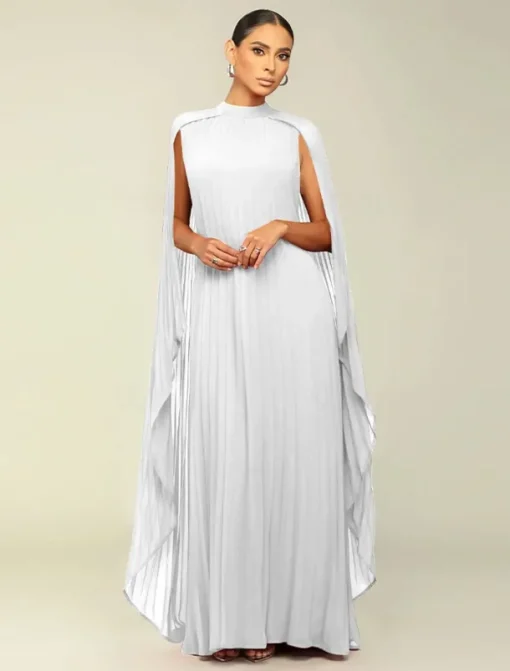 A-Line Quinceanera Dresses Elegant Dress Formal Wedding Floor Length Long Sleeve High Neck Chiffon with Pleats