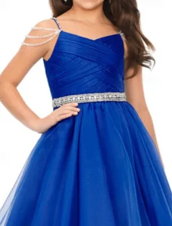 A-Line Sweep / Brush Train Flower Girl Dress Pageant & Performance Juniors Cute Prom Dress Organza with Sash / Ribbon Open Back Fit 3-16 Years dress to impress