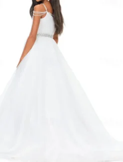 A-Line Sweep / Brush Train Flower Girl Dress Pageant & Performance Juniors Cute Prom Dress Organza with Sash / Ribbon Open Back Fit 3-16 Years dress to impress