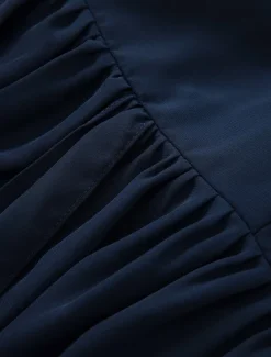 A-Line Wedding Guest Dresses Elegant Dress Formal Wedding Party Tea Length Sleeveless One Shoulder Fall Wedding Guest Chiffon with Ruched