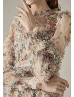 A-Line Wedding Guest Dresses Beach Wedding Cocktail Party Garden Party Ankle Length Half Sleeve Jewel Neck Champagne Mother Of the Bride Dress Tulle with Embroidery dress to impress