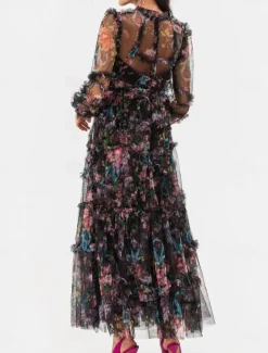 A-Line Wedding Guest Dresses Beach Wedding Cocktail Party Garden Party Ankle Length Half Sleeve Jewel Neck Champagne Mother Of the Bride Dress Tulle with Embroidery dress to impress