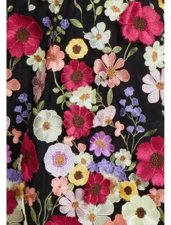 A-Line Wedding Guest Dresses Beach Wedding Floral Dress Semi Formal Garden Party Floor Length Half Sleeve Off Shoulder Fall Wedding Guest Tulle with Embroidery