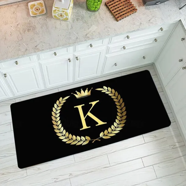 Alphabet Gold Area Rug Kitchen Mat Non-Slip Oil Proof Floor Mat Livingroom Rug Indoor Outdoor Mat Bedroom Decor Bathroom Mat Entrance Rug Door Mat
