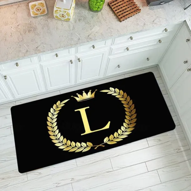 Alphabet Gold Area Rug Kitchen Mat Non-Slip Oil Proof Floor Mat Livingroom Rug Indoor Outdoor Mat Bedroom Decor Bathroom Mat Entrance Rug Door Mat