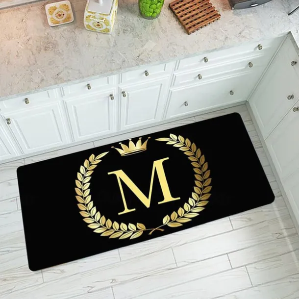 Alphabet Gold Area Rug Kitchen Mat Non-Slip Oil Proof Floor Mat Livingroom Rug Indoor Outdoor Mat Bedroom Decor Bathroom Mat Entrance Rug Door Mat