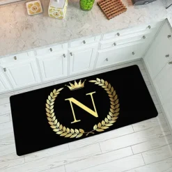 Alphabet Gold Area Rug Kitchen Mat Non-Slip Oil Proof Floor Mat Livingroom Rug Indoor Outdoor Mat Bedroom Decor Bathroom Mat Entrance Rug Door Mat
