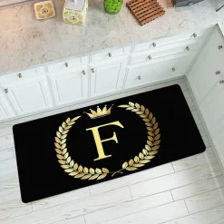 Alphabet Gold Area Rug Kitchen Mat Non-Slip Oil Proof Floor Mat Livingroom Rug Indoor Outdoor Mat Bedroom Decor Bathroom Mat Entrance Rug Door Mat