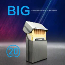 Aluminum Alloy Cigarette Case, 20-Capacity, Moisture and Crush Resistant, Unique Men's Gift, Metal Aluminum Alloy Construction Stylish Creative