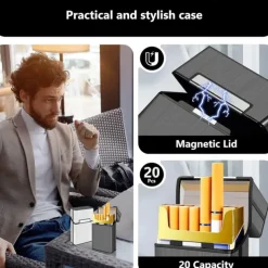 Aluminum Alloy Cigarette Case, 20-Capacity, Moisture and Crush Resistant, Unique Men's Gift, Metal Aluminum Alloy Construction Stylish Creative