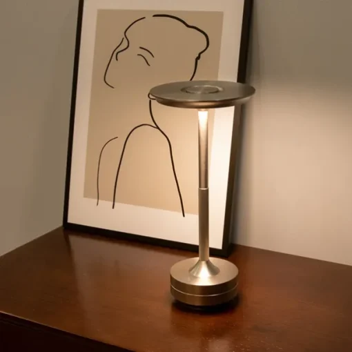 Aluminum Cordless Table Lamp Type-C Rechargeable Bedside Lamp with 3-Levels of Dimming Bedroom Living Room Restaurant