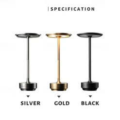 Aluminum Cordless Table Lamp Type-C Rechargeable Bedside Lamp with 3-Levels of Dimming Bedroom Living Room Restaurant