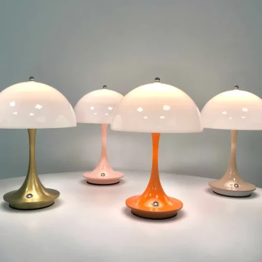 Aluminum Table Lamp Mushroom Shaped Rechargeable Stepless Dimming Indoor Bedroom Restaurant Bar Decoration Atmosphere Lamp Type-C